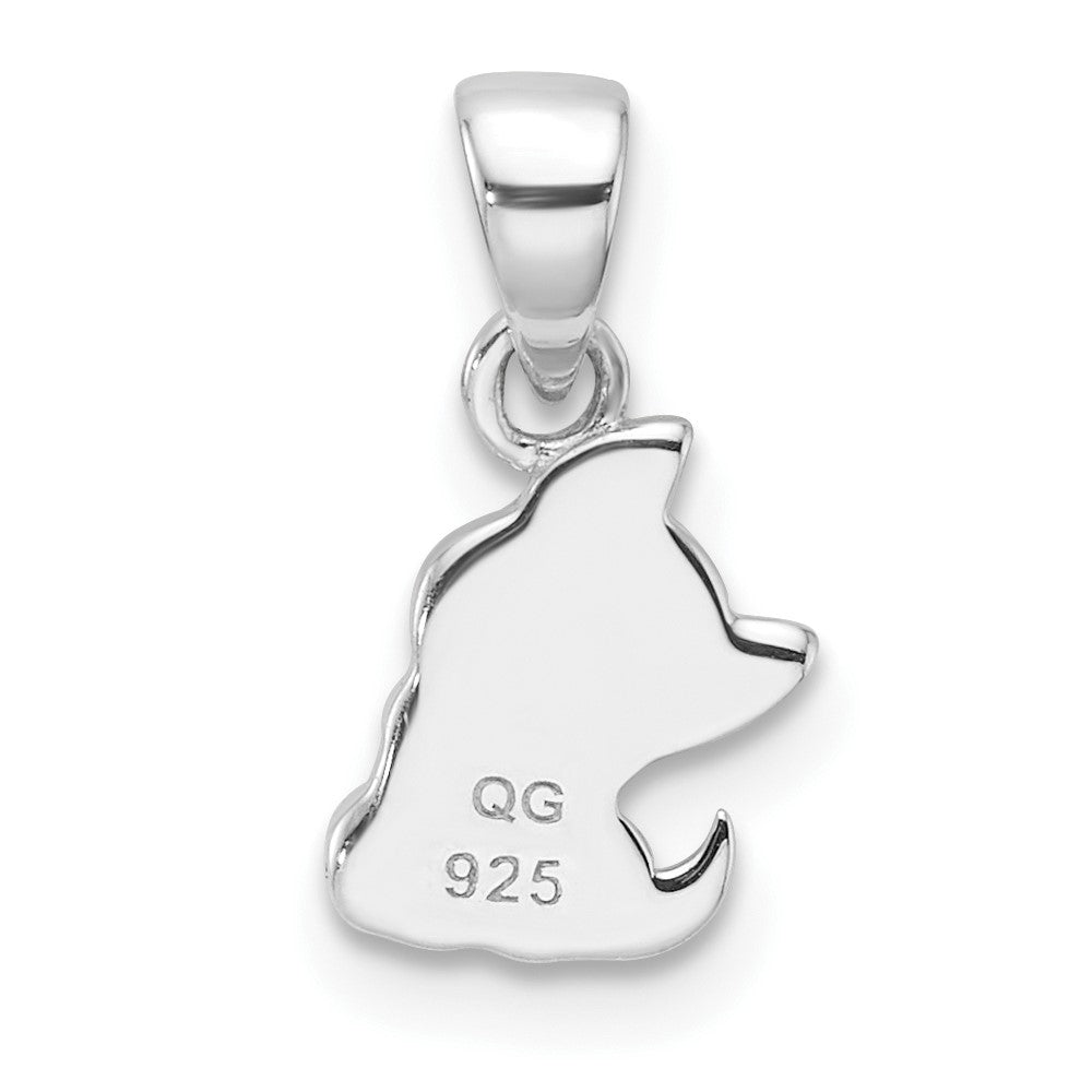 Sterling Silver Rhodium Plated Multi-Color Enameled Dog Children's Pendant