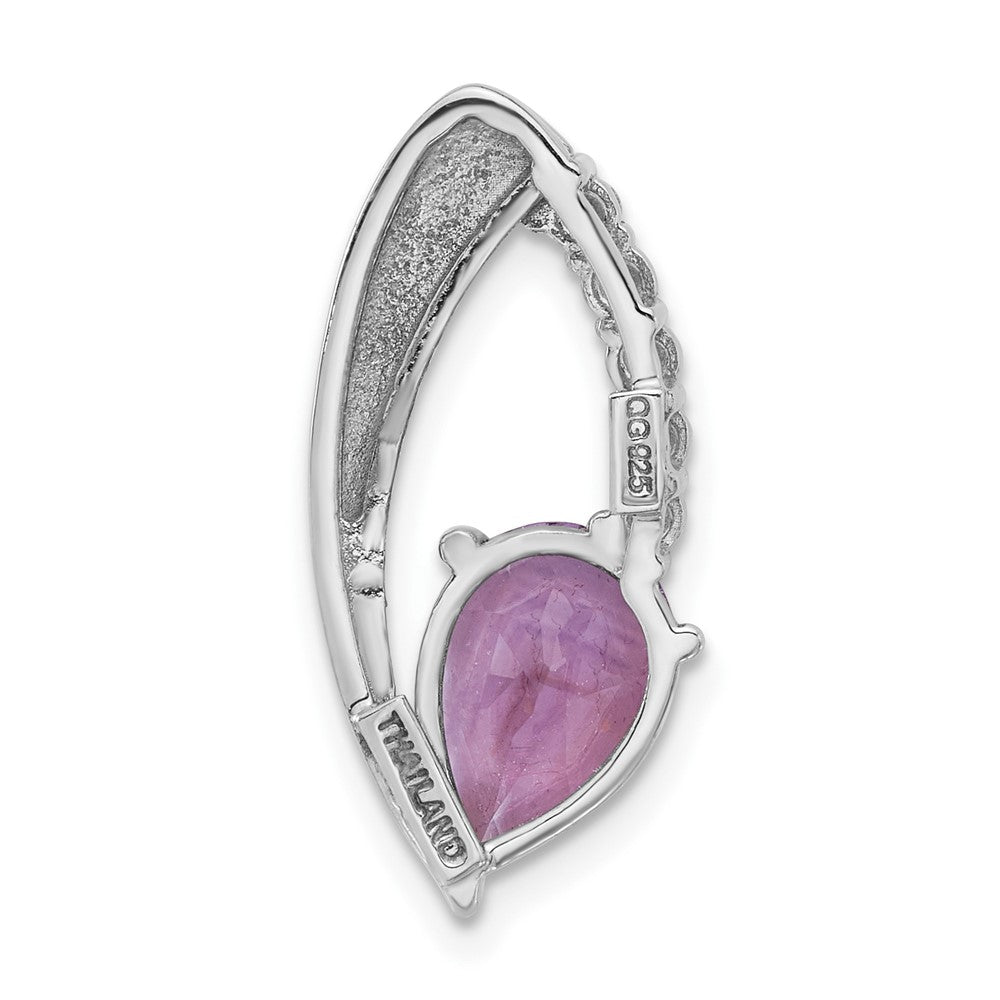 Sterling Silver Rhodium-Plated Amethyst and CZ Chain Slide
