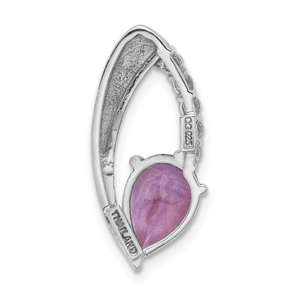 Sterling Silver Rhodium-Plated Amethyst and CZ Chain Slide