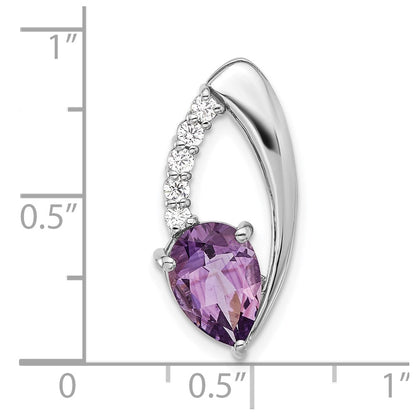 Sterling Silver Rhodium-Plated Amethyst and CZ Chain Slide
