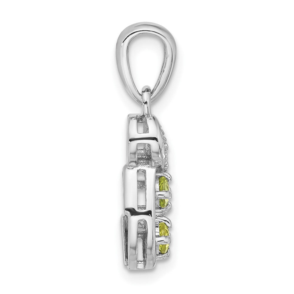 Sterling Silver Rhodium-Plated Peridot and CZ Swirl Pendant