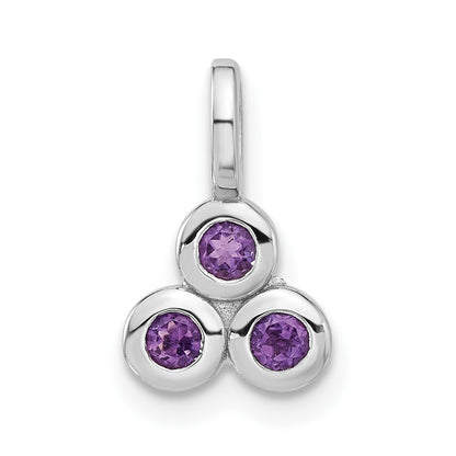 Sterling Silver Rhodium-Plated Amethyst Pendant