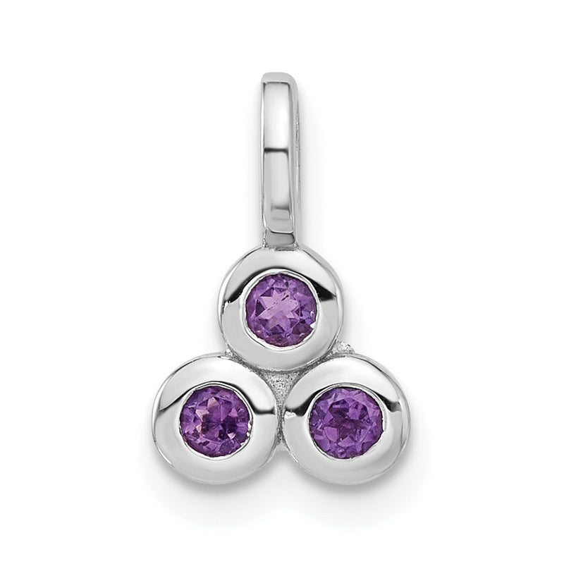 Sterling Silver Rhodium-Plated Amethyst Pendant