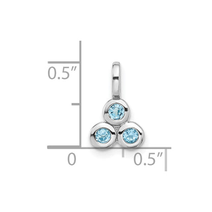 Sterling Silver Rhodium-Plated Light Swiss Blue Topaz Pendant