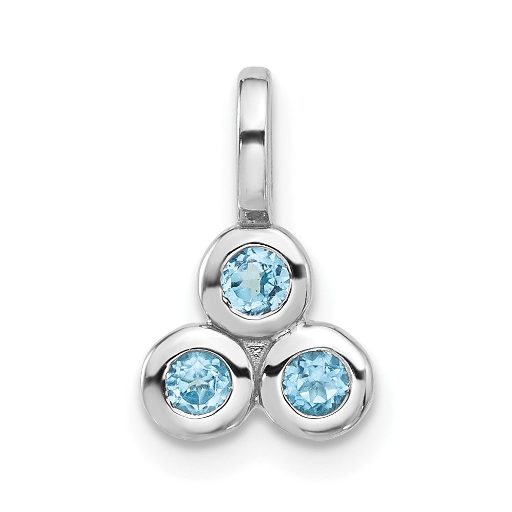 Sterling Silver Rhodium-Plated Light Swiss Blue Topaz Pendant
