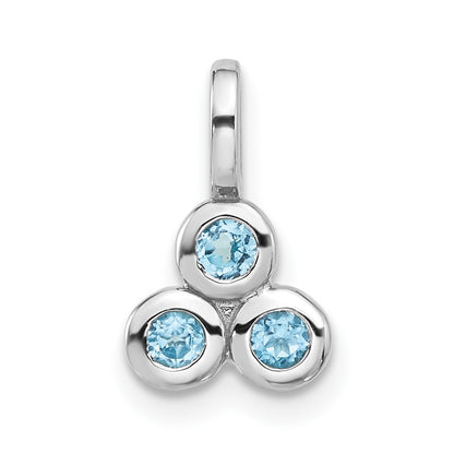 Sterling Silver Rhodium-Plated Light Swiss Blue Topaz Pendant