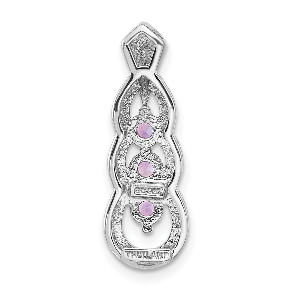 Sterling Silver Rhodium-Plated Amethyst Chain Slide