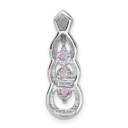 Sterling Silver Rhodium-Plated Amethyst Chain Slide