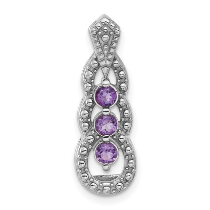 Sterling Silver Rhodium-Plated Amethyst Chain Slide