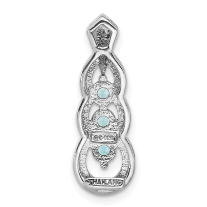 Sterling Silver Rhodium-Plated Light Swiss Blue Topaz Chain Slide