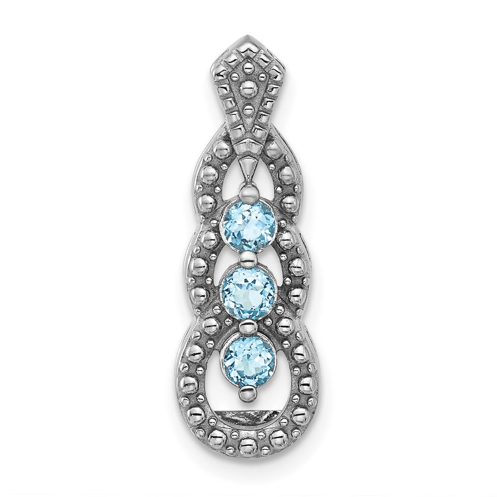 Sterling Silver Rhodium-Plated Light Swiss Blue Topaz Chain Slide