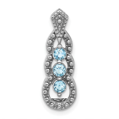 Sterling Silver Rhodium-Plated Light Swiss Blue Topaz Chain Slide