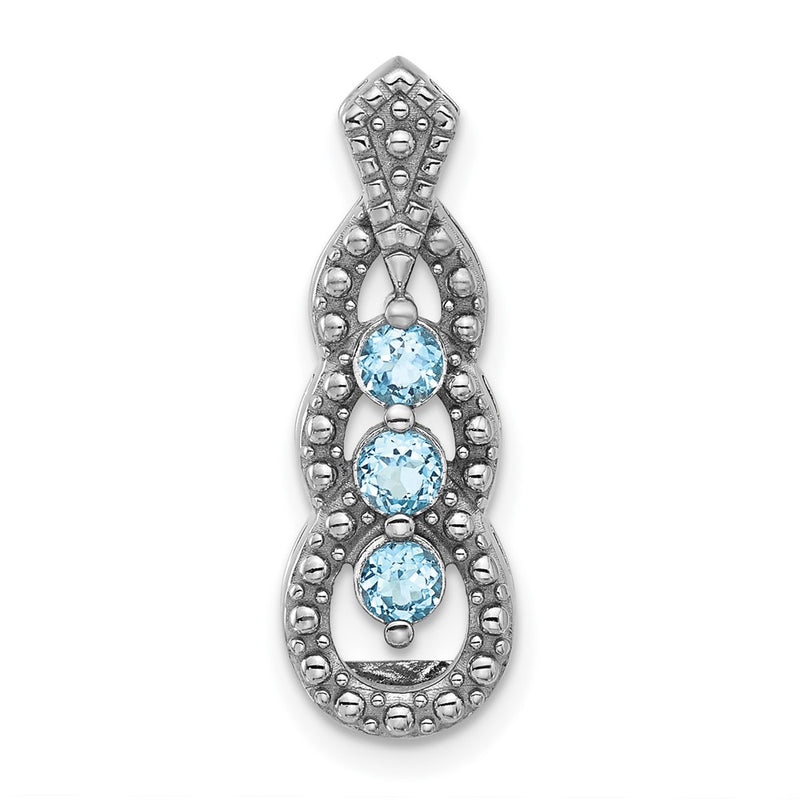 Sterling Silver Rhodium-Plated Light Swiss Blue Topaz Chain Slide