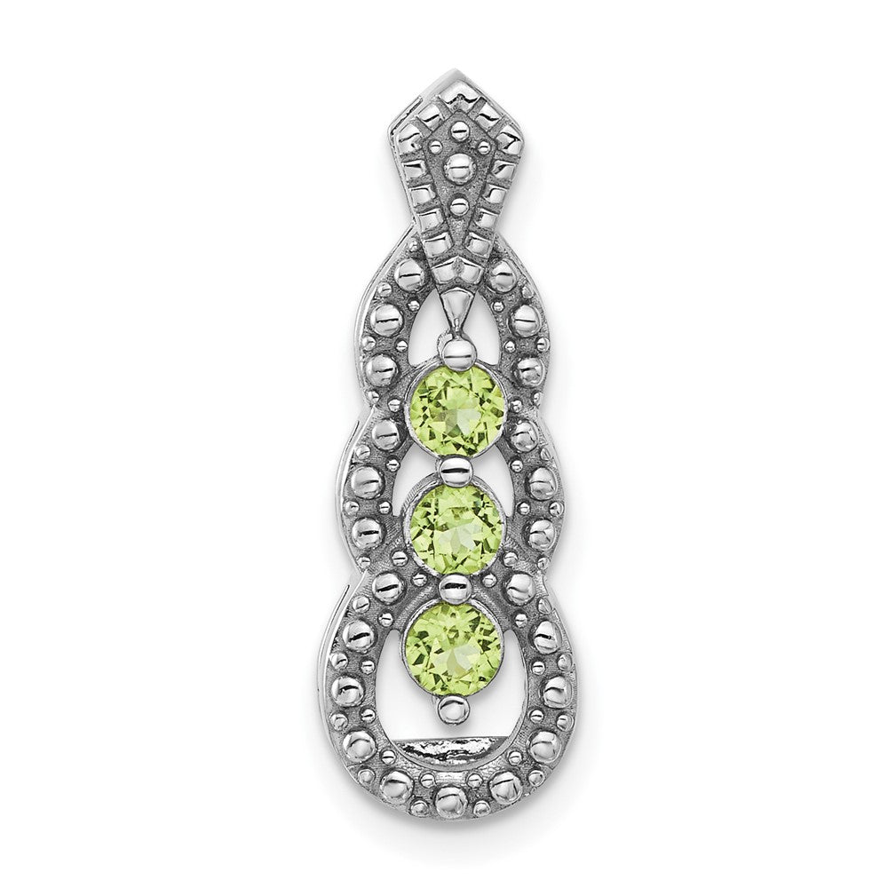 Sterling Silver Rhodium-Plated Peridot Chain Slide
