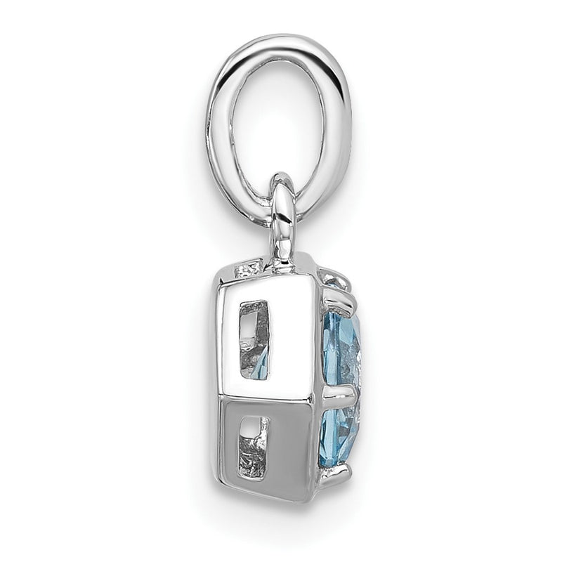 Sterling Silver Rhodium Plated Polished Solitaire Sky Blue Topaz Charm Pendant