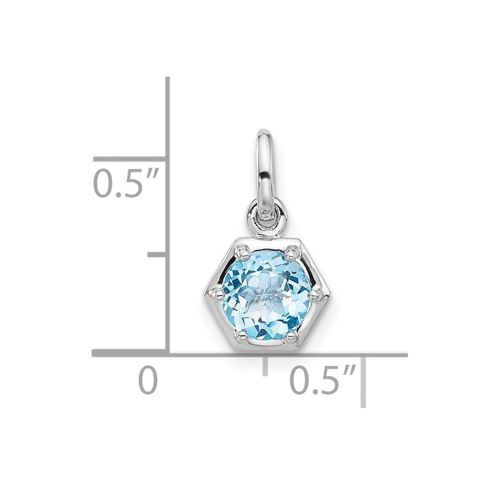 Sterling Silver Rhodium Plated Polished Solitaire Sky Blue Topaz Charm Pendant