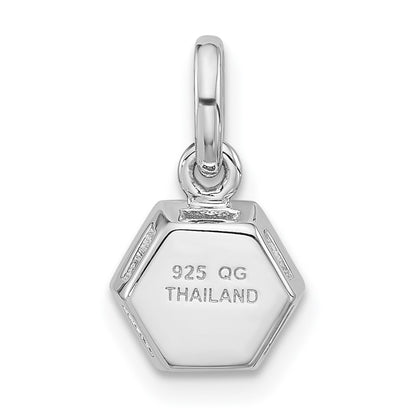 Sterling Silver Rhodium-Plated Polished Solitaire Citrine Charm Pendant