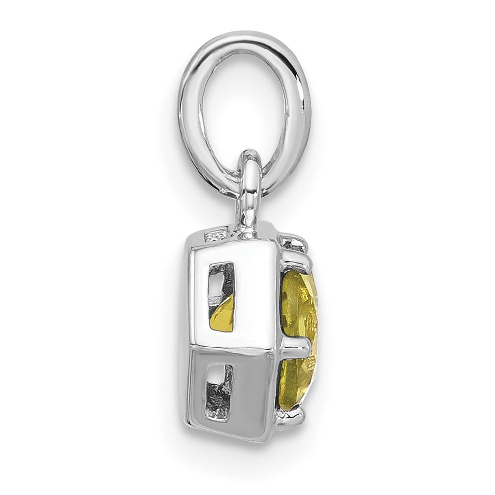 Sterling Silver Rhodium-Plated Polished Solitaire Peridot Charm Pendant