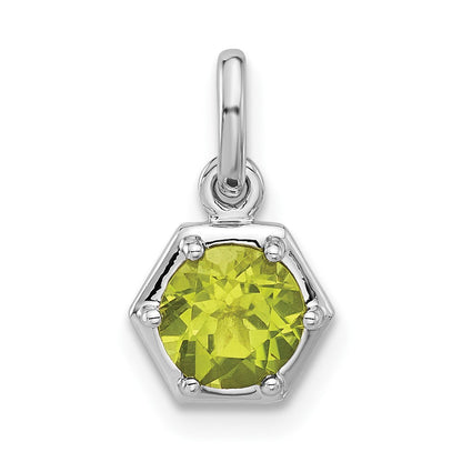 Sterling Silver Rhodium-Plated Polished Solitaire Peridot Charm Pendant