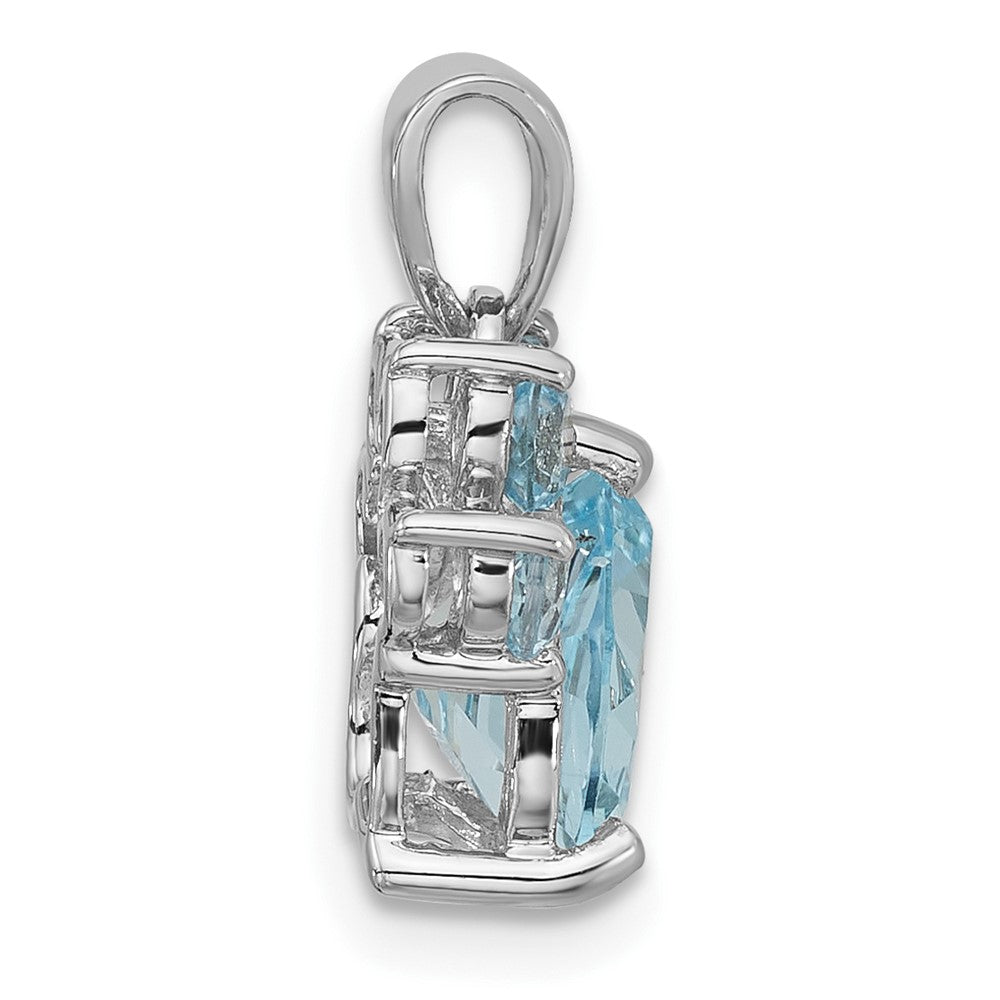 Sterling Silver Rhodium-Plated Polished Sky Blue Topaz Paw Pendant