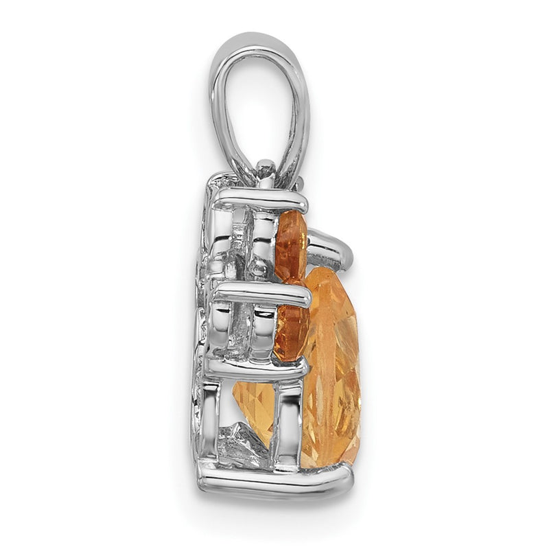 Sterling Silver Rhodium-Plated Polished Citrine Paw Pendant