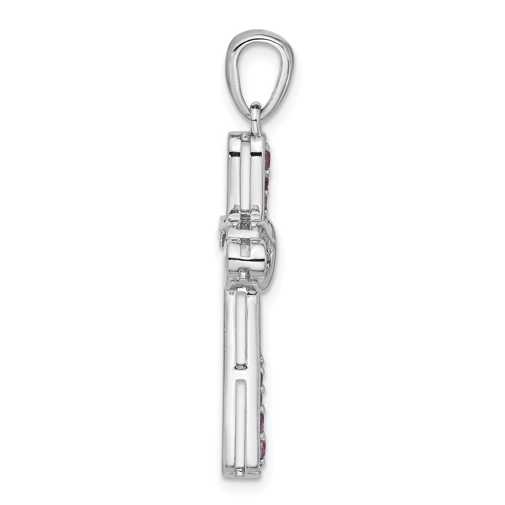 Sterling Silver Rhodium-Plated Amethyst Infinity Cross Pendant