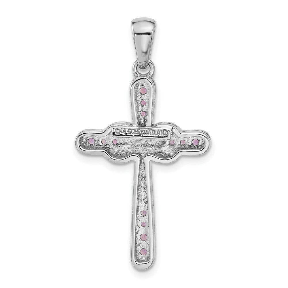 Sterling Silver Rhodium-Plated Amethyst Infinity Cross Pendant