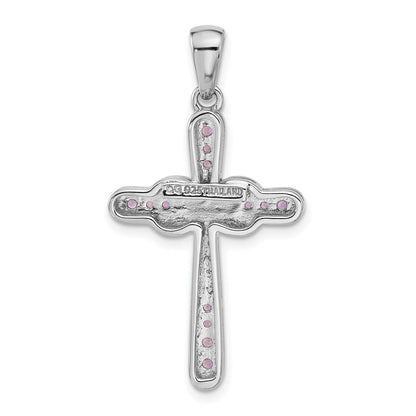 Sterling Silver Rhodium-Plated Amethyst Infinity Cross Pendant
