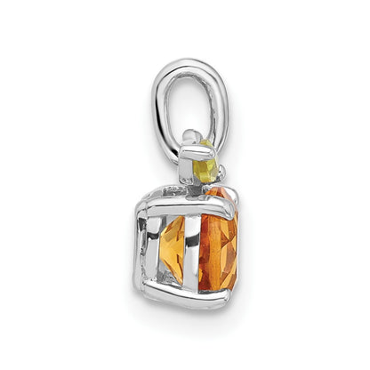 Sterling Silver Rhodium-Plated Citrine and Peridot Orange Pendant