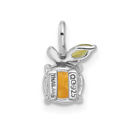 Sterling Silver Rhodium-Plated Citrine and Peridot Orange Pendant