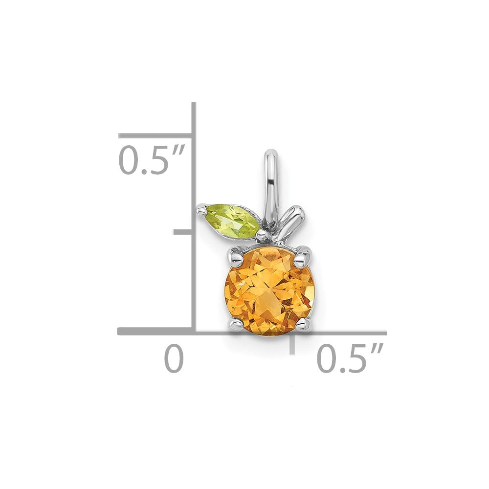 Sterling Silver Rhodium-Plated Citrine and Peridot Orange Pendant