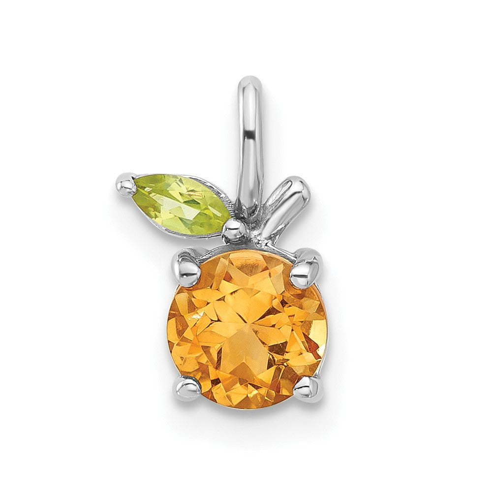 Sterling Silver Rhodium-Plated Citrine and Peridot Orange Pendant