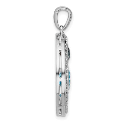 Sterling Silver Rhodium-Plated Multi-Color Topaz Circle Pendant