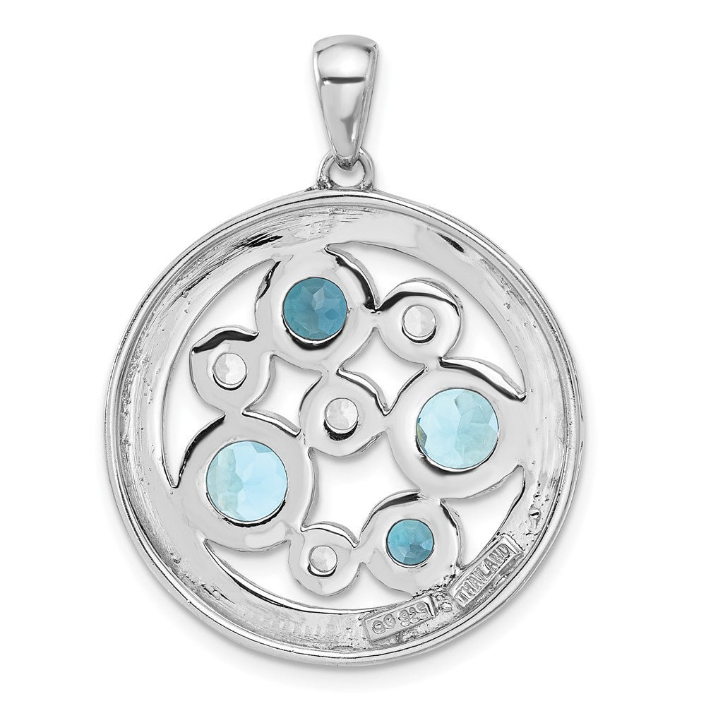 Sterling Silver Rhodium-Plated Multi-Color Topaz Circle Pendant