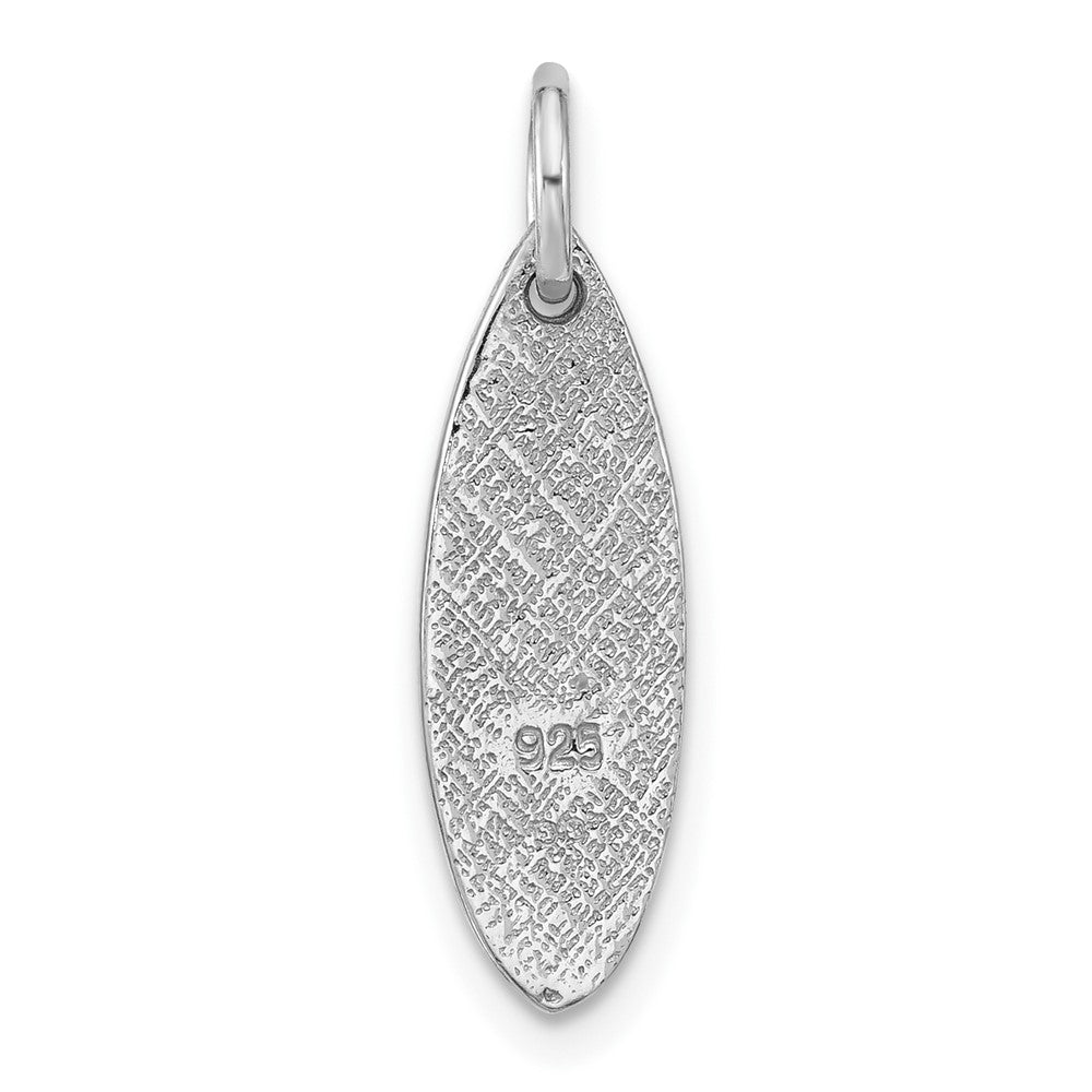 Sterling Silver Rhodium Plated Yellow Enamel Pineapple Surfboard Pendant