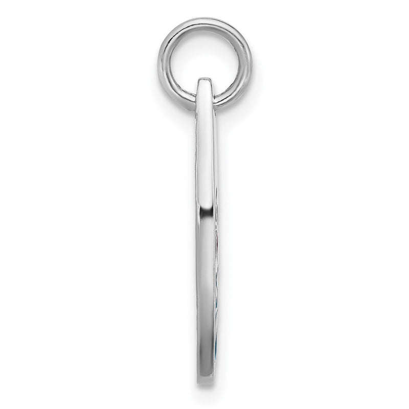Sterling Silver Rhodium Plated Polished Enamel Flower Surfboard Pendant
