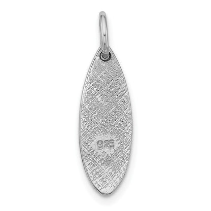 Sterling Silver Rhodium Plated Polished Enamel Aloha Surfboard Pendant