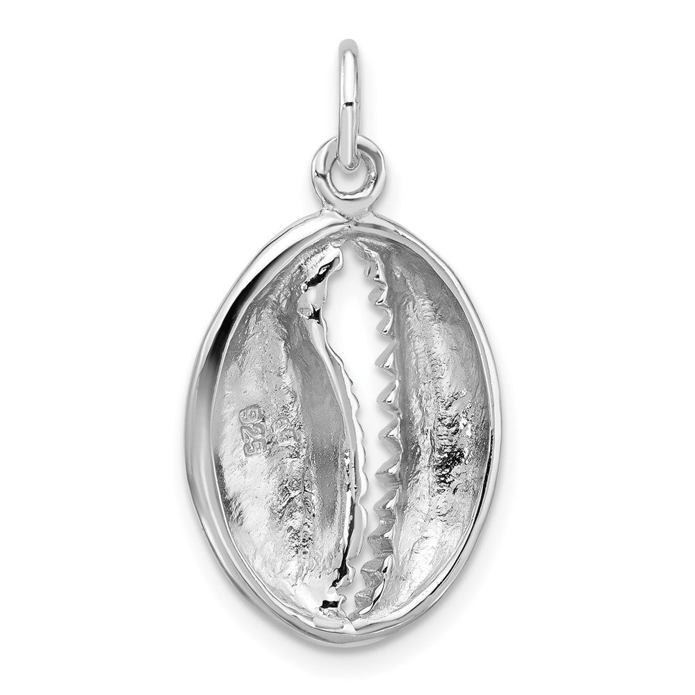 Sterling Silver Rhodium Plated Polished Cowrie Shell Pendant