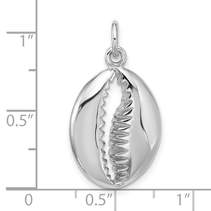 Sterling Silver Rhodium Plated Polished Cowrie Shell Pendant