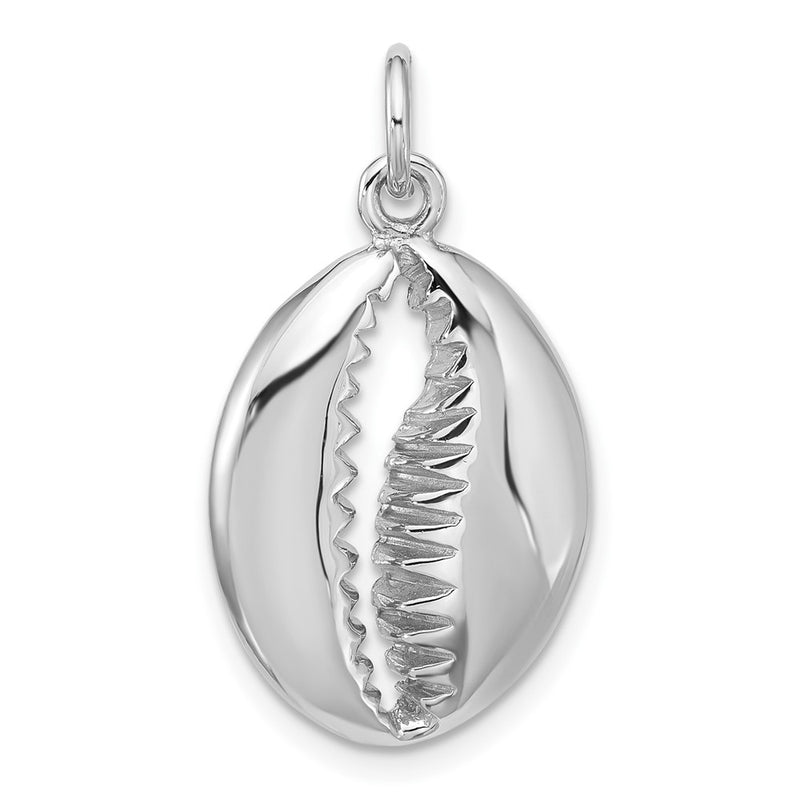 Sterling Silver Rhodium Plated Polished Cowrie Shell Pendant