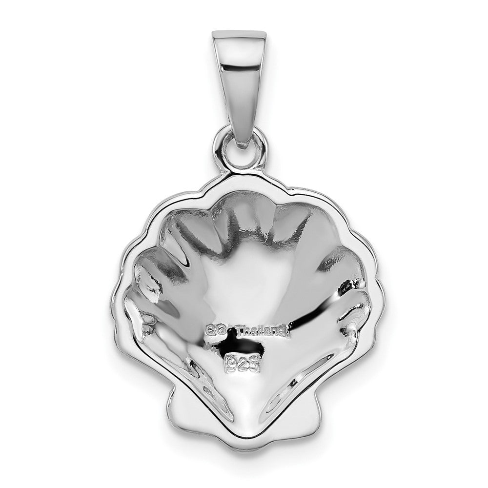 Sterling Silver Rhodium Plated Polished Abalone Shell Pendant