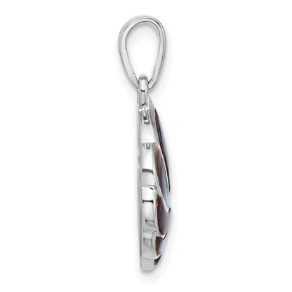 Sterling Silver Rhodium Plated Polished Abalone Swirl Shell Pendant