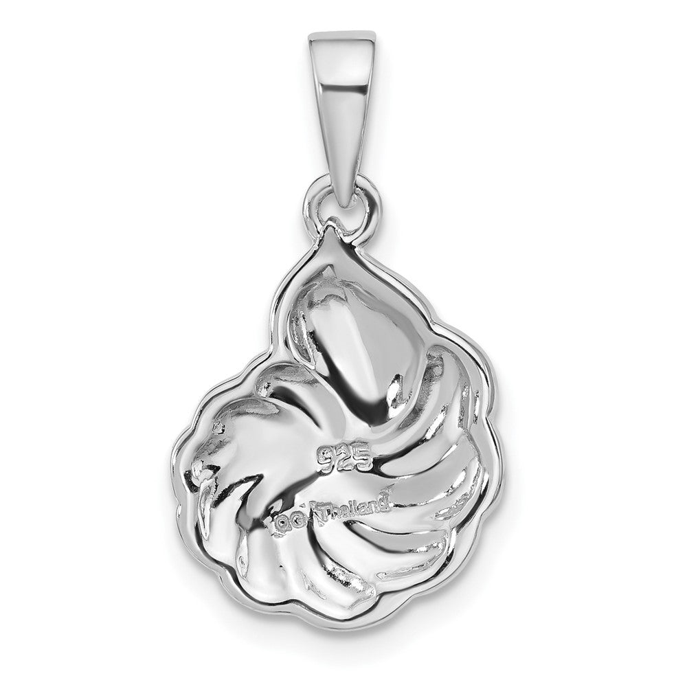 Sterling Silver Rhodium Plated Polished Abalone Swirl Shell Pendant