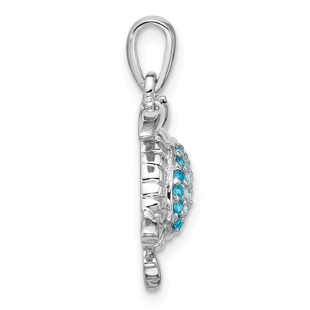 Sterling Silver Rhodium Plated Polished CZ Turtle Pendant