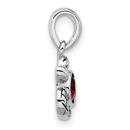 Sterling Silver Rhodium Plated Antiqued Crystal Jan Birthstone Turtle Pendant