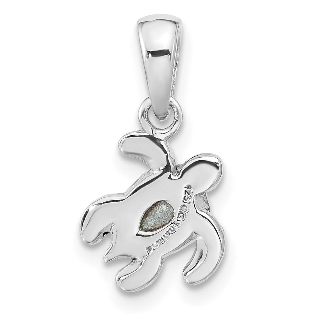 Sterling Silver Rhodium Plated Antiqued Crystal May Birthstone Turtle Pendant