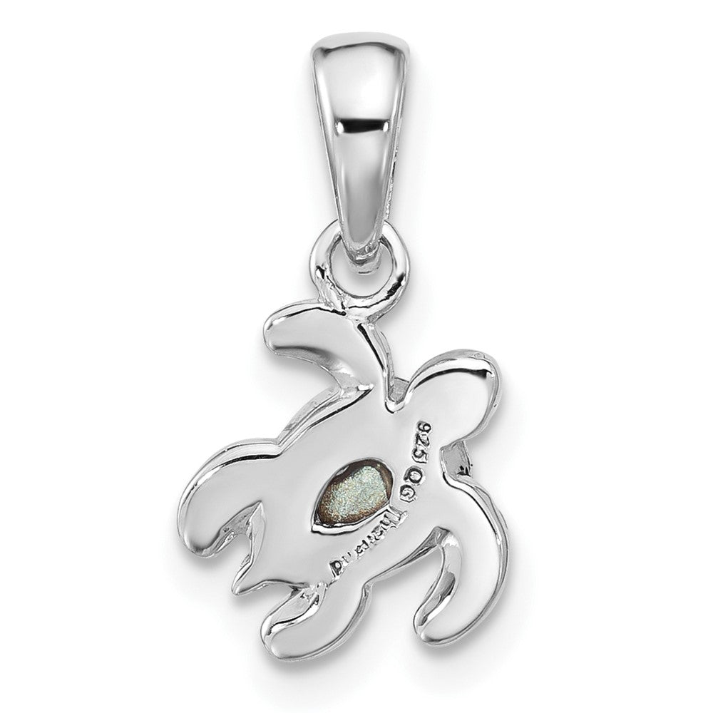 Sterling Silver Rhodium Plated Antiqued Crystal Sep Birthstone Turtle Pendant