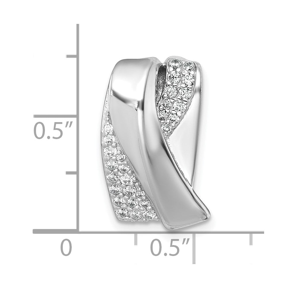 Sterling Silver Rhodium-Plated Polished Fancy CZ Chain Slide Pendant