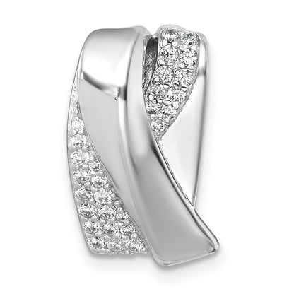 Sterling Silver Rhodium-Plated Polished Fancy CZ Chain Slide Pendant