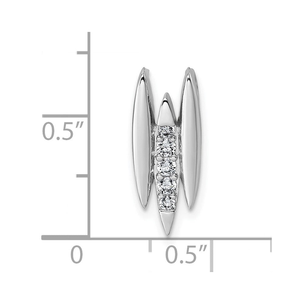 Sterling Silver Rhodium-Plated CZ Chain Slide Pendant